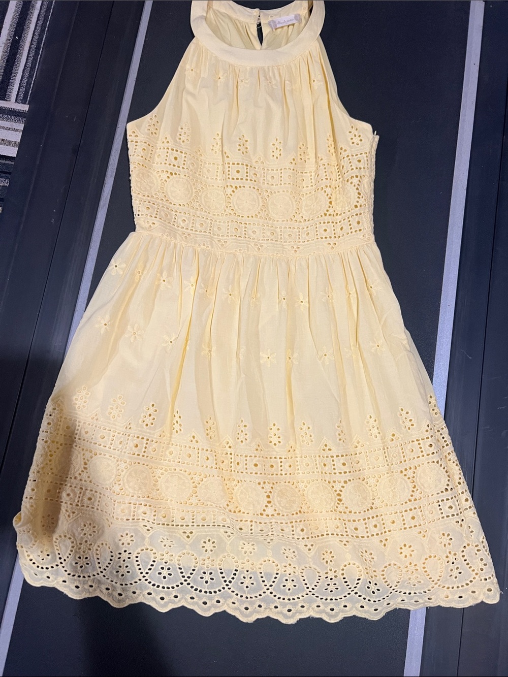 Altar'd State Pale Yellow Eyelet Midi Dress